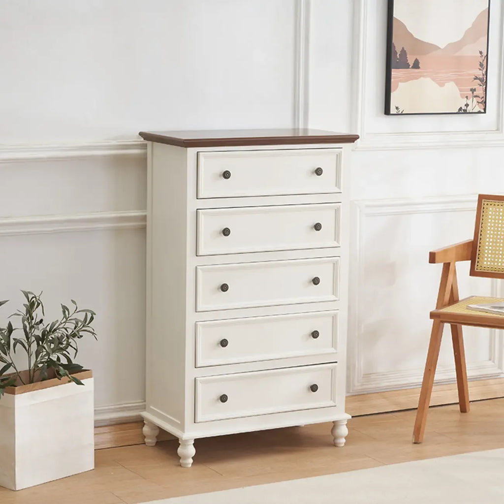 Commode élégante en bois blanc à 9 tiroirs pour chambre à coucher