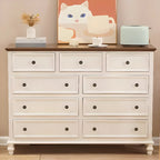 Commode élégante en bois blanc à 9 tiroirs pour chambre à coucher