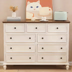 Commode élégante en bois blanc à 9 tiroirs pour chambre à coucher