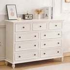 Commode élégante en bois blanc à 9 tiroirs pour chambre à coucher