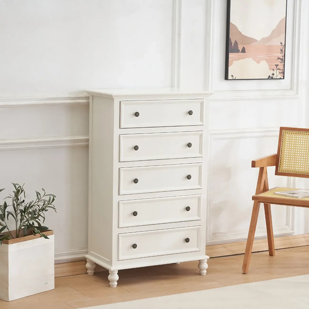 Commode élégante en bois blanc à 9 tiroirs pour chambre à coucher
