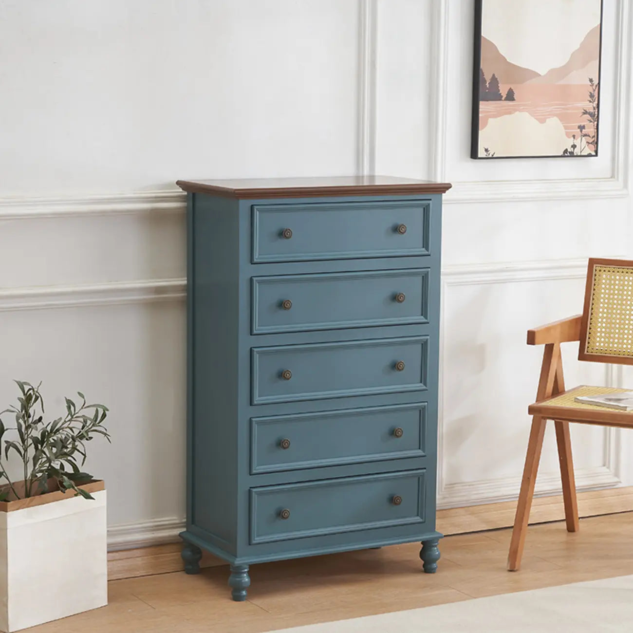 Commode élégante en bois blanc à 9 tiroirs pour chambre à coucher