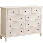 Commode élégante en bois blanc à 9 tiroirs pour chambre à coucher