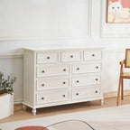 Commode élégante en bois blanc à 9 tiroirs pour chambre à coucher