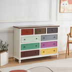 Commode élégante en bois blanc à 9 tiroirs pour chambre à coucher