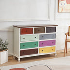 Commode élégante en bois blanc à 9 tiroirs pour chambre à coucher