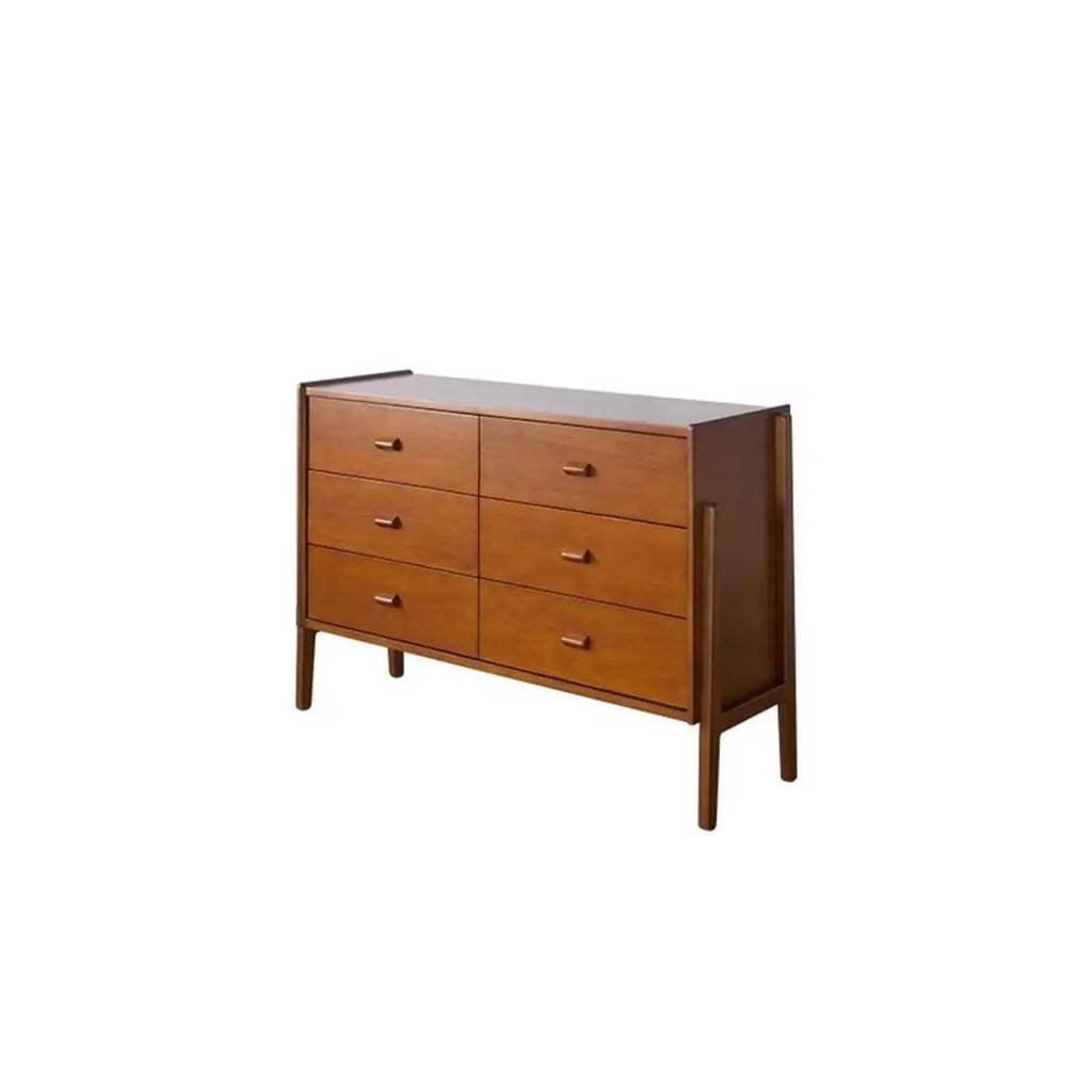 Commode minimaliste en bois marron avec tiroirs pour chambre à coucher