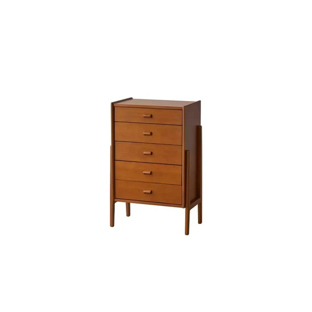 Commode minimaliste en bois marron avec tiroirs pour chambre à coucher