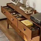 Commode minimaliste en bois marron avec tiroirs pour chambre à coucher