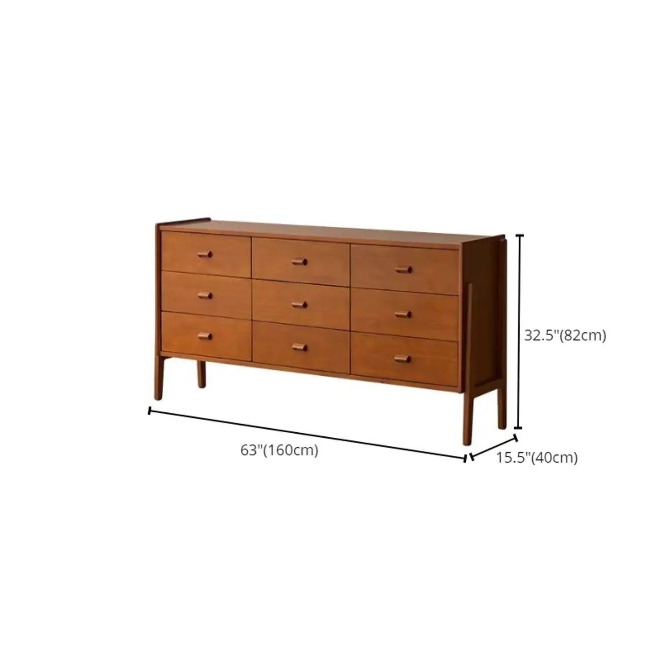 Commode minimaliste en bois marron avec tiroirs pour chambre à coucher