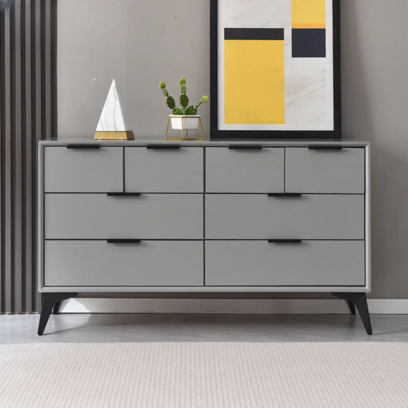 Console-commode grise industrielle avec double rangement