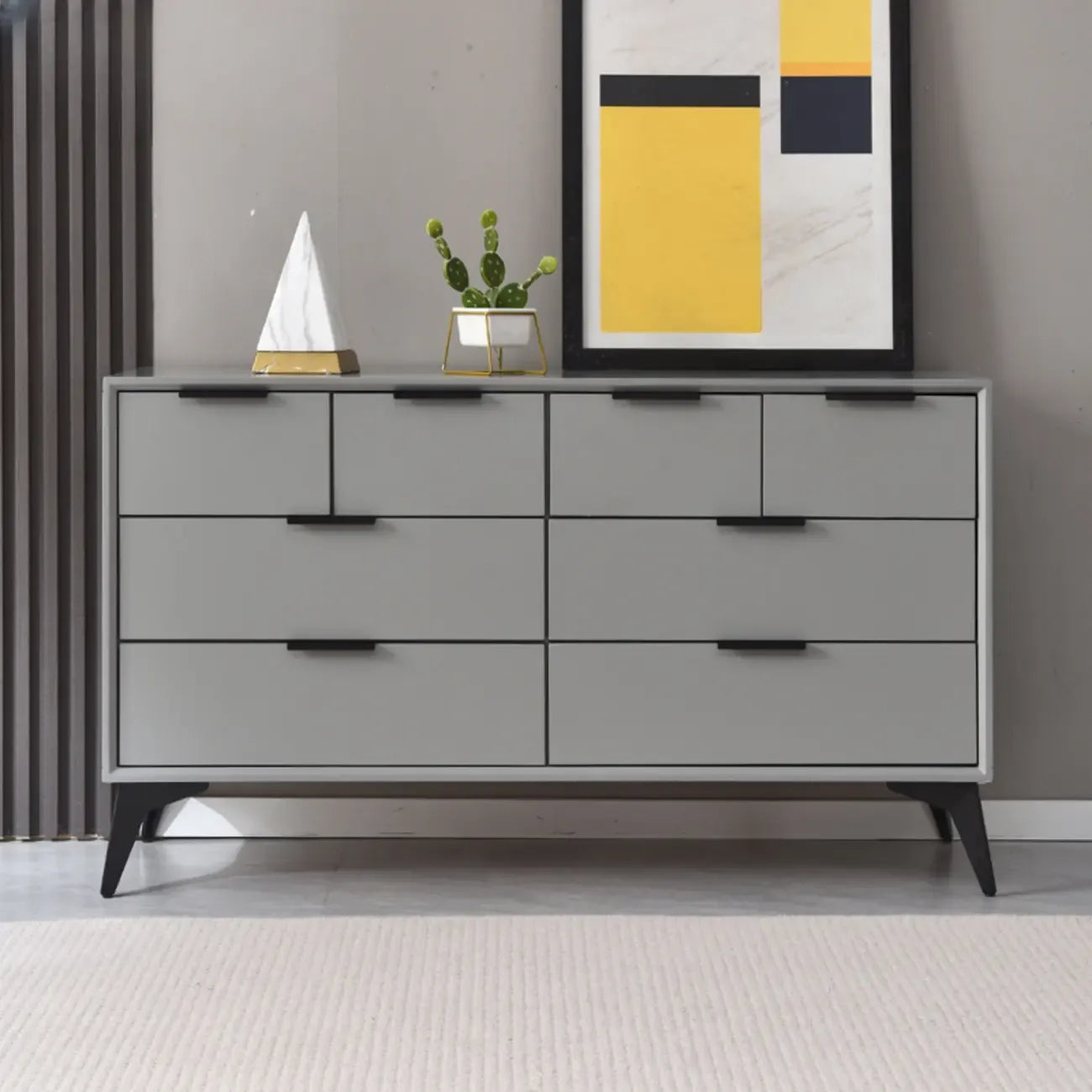 Console-commode grise industrielle avec double rangement