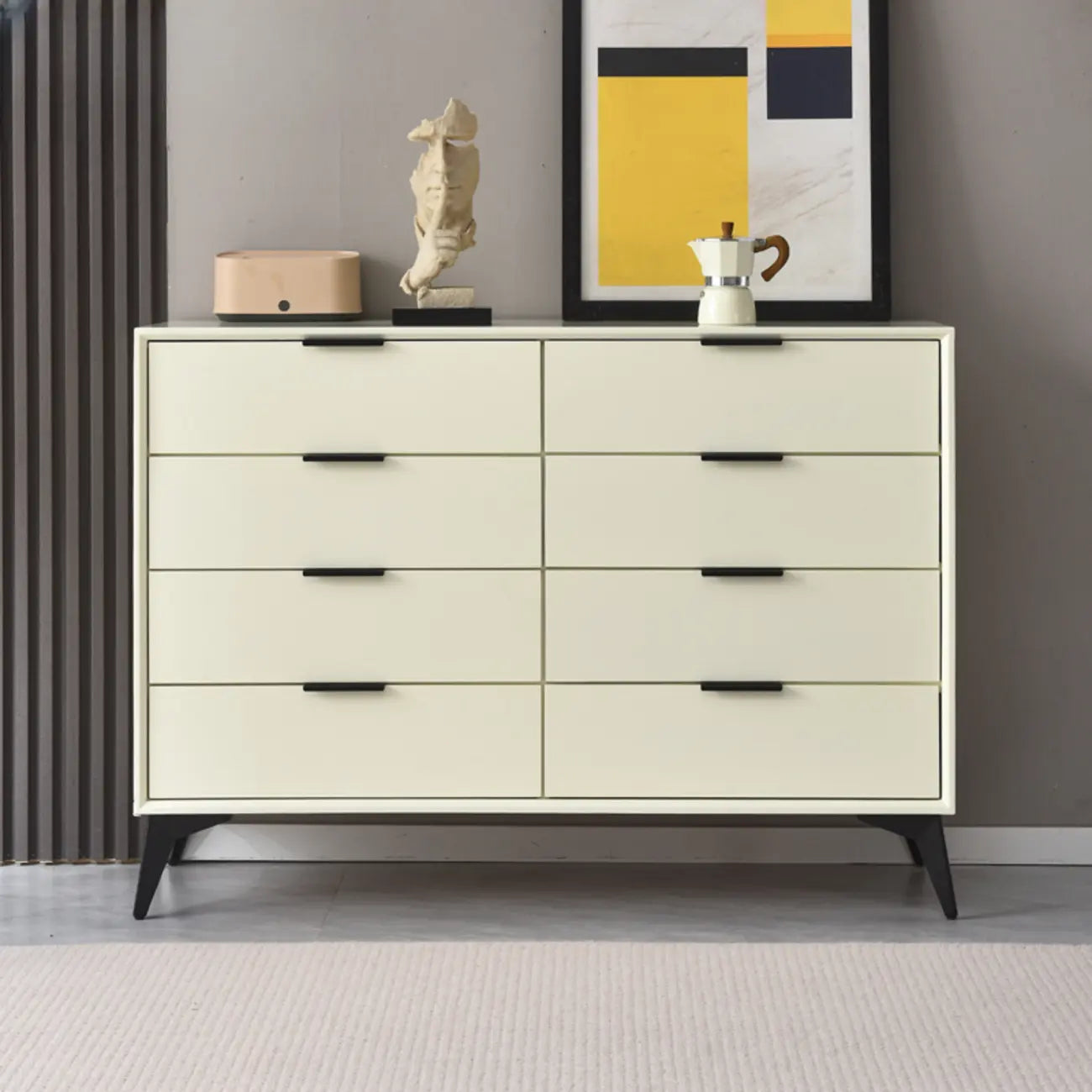 Console-commode grise industrielle avec double rangement