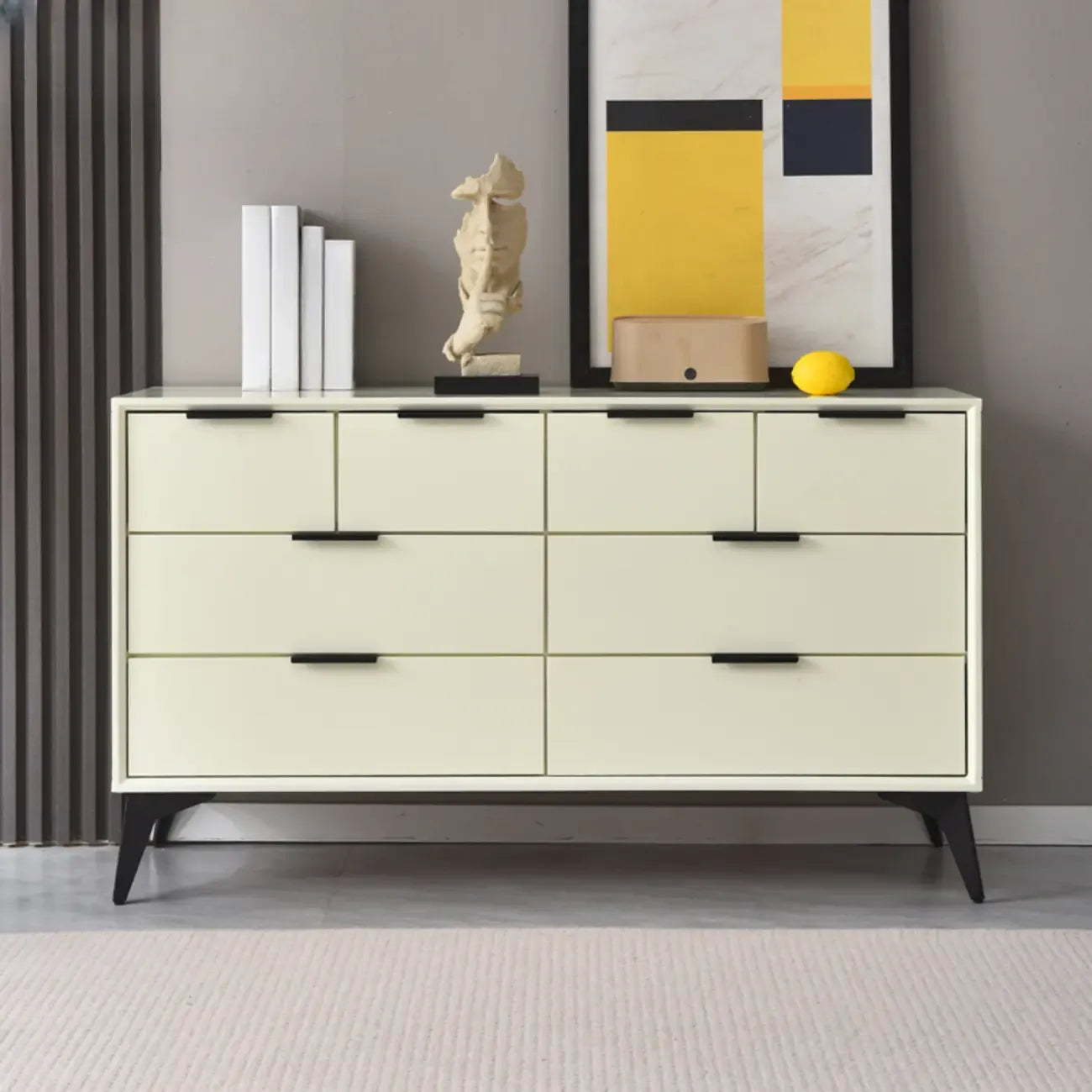 Console-commode grise industrielle avec double rangement