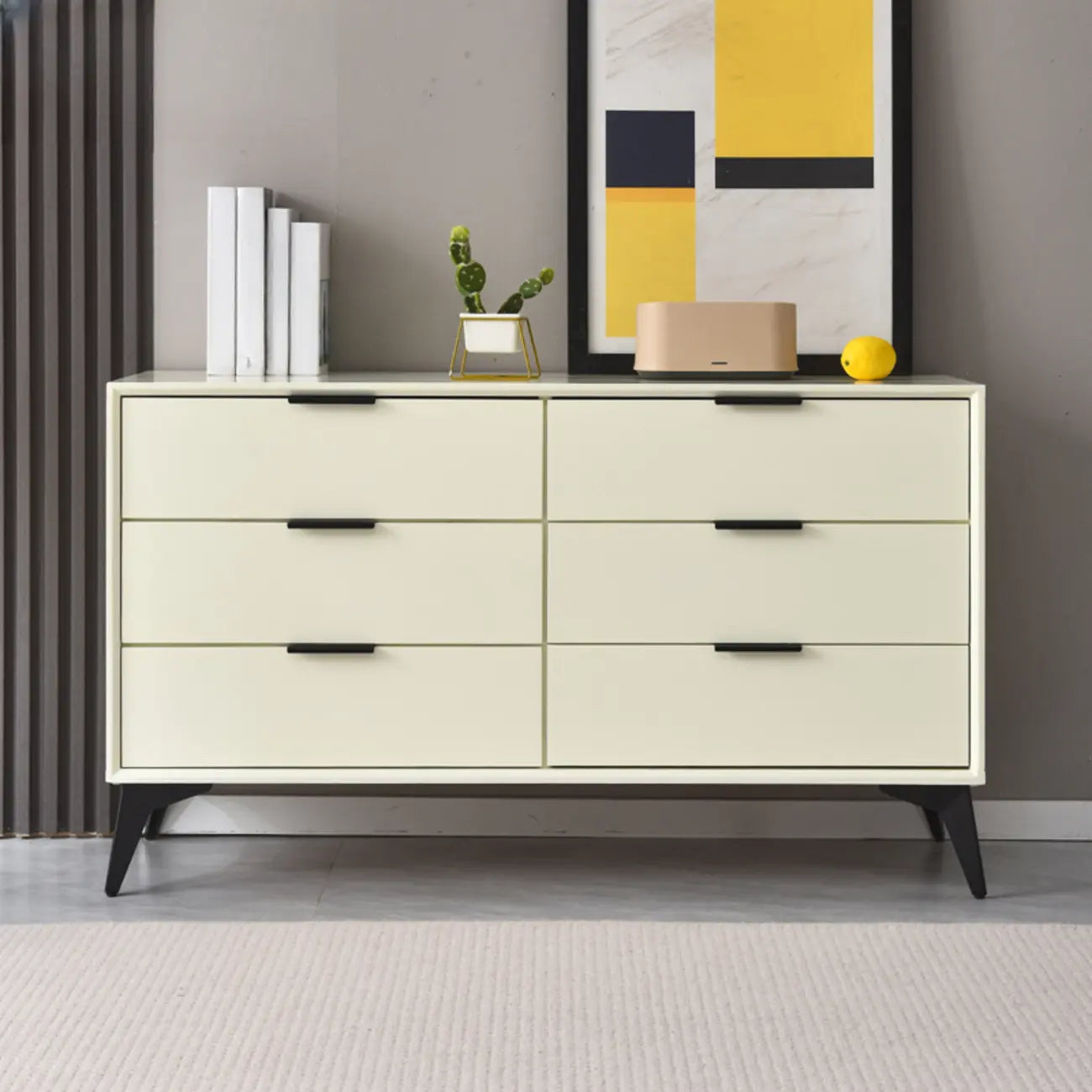 Console-commode grise industrielle avec double rangement