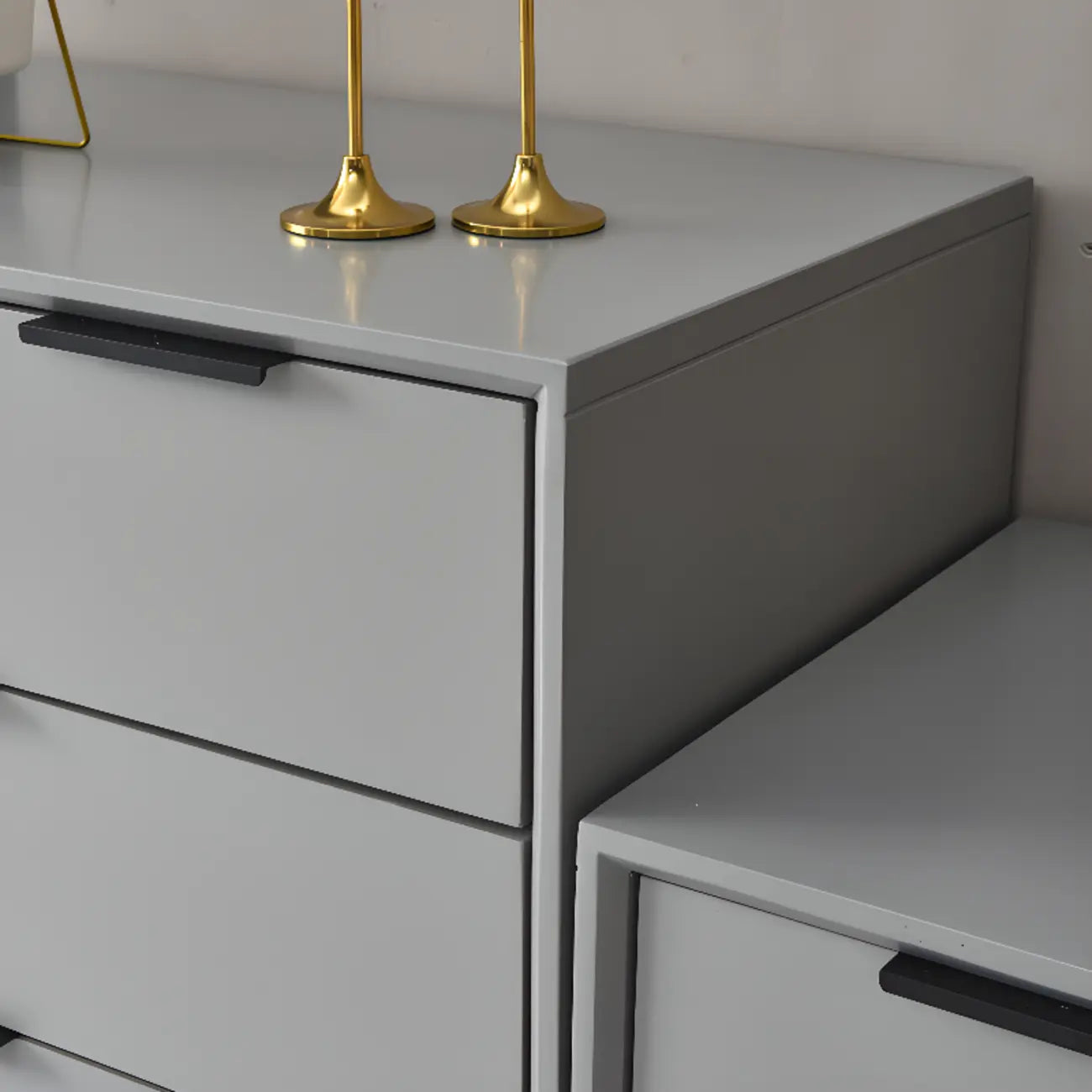 Console-commode grise industrielle avec double rangement