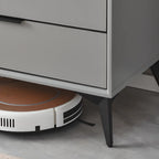 Console-commode grise industrielle avec double rangement