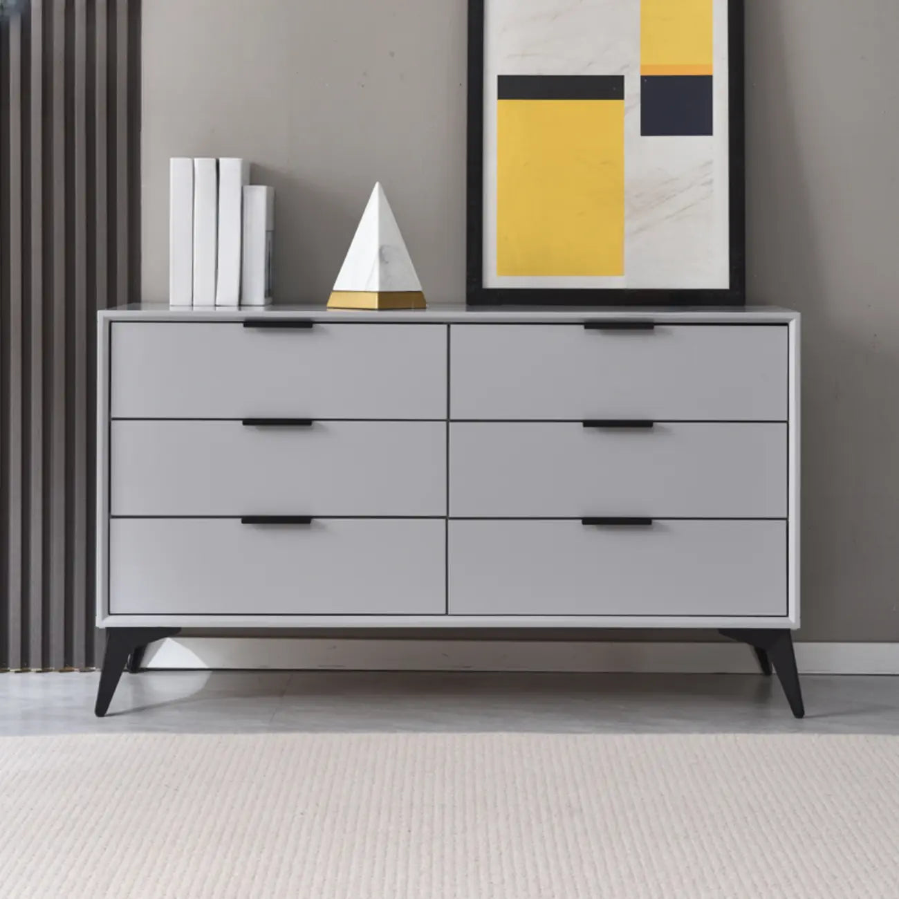 Console-commode grise industrielle avec double rangement