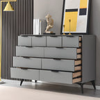 Console-commode grise industrielle avec double rangement