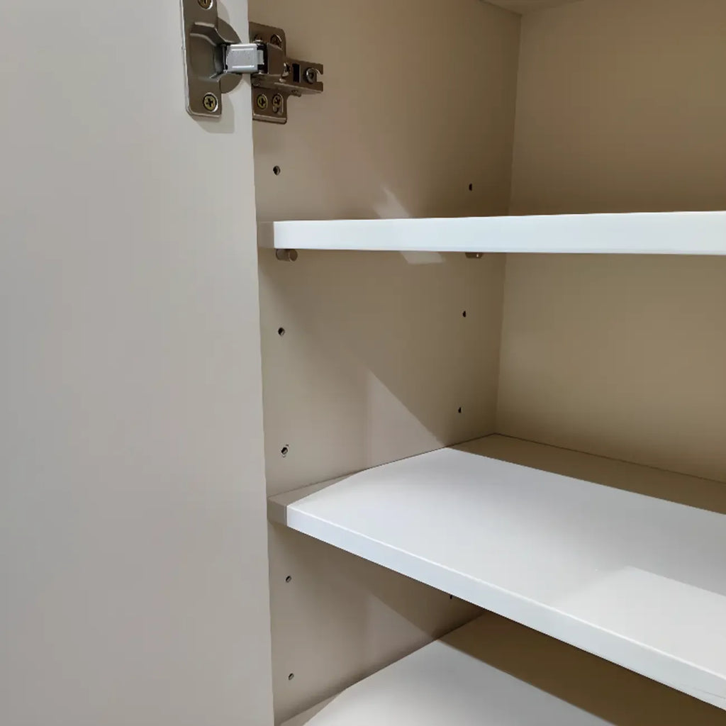 Élégant meuble à chaussures d'entrée en bois blanc avec 4 tiroirs