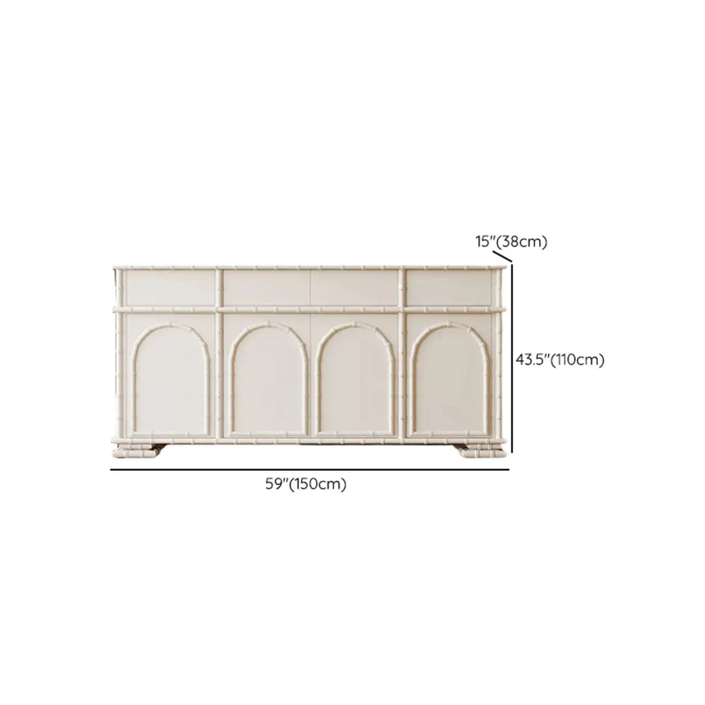 Élégant meuble à chaussures d'entrée en bois blanc avec 4 tiroirs