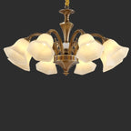 Lustre classique en laiton à motif floral pour salon, avec abat-jour beige