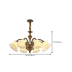 Lustre classique en laiton à motif floral pour salon, avec abat-jour beige