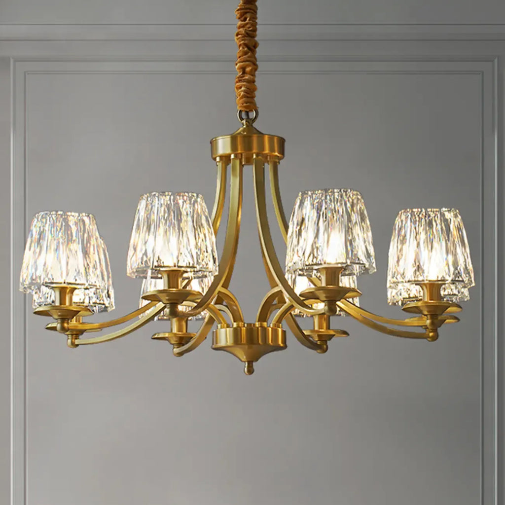 Lustre vintage en cristal à 6 lumières LED avec hauteur réglable