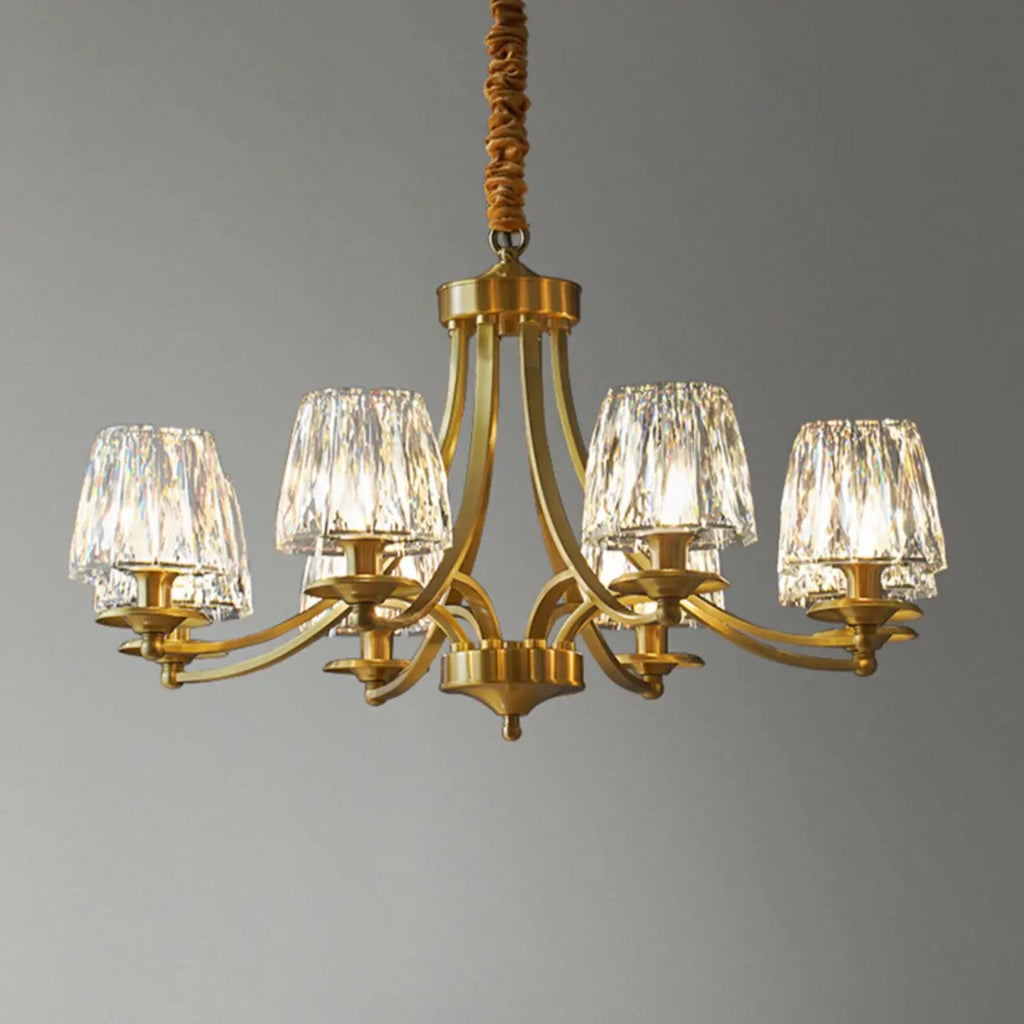 Lustre vintage en cristal à 6 lumières LED avec hauteur réglable