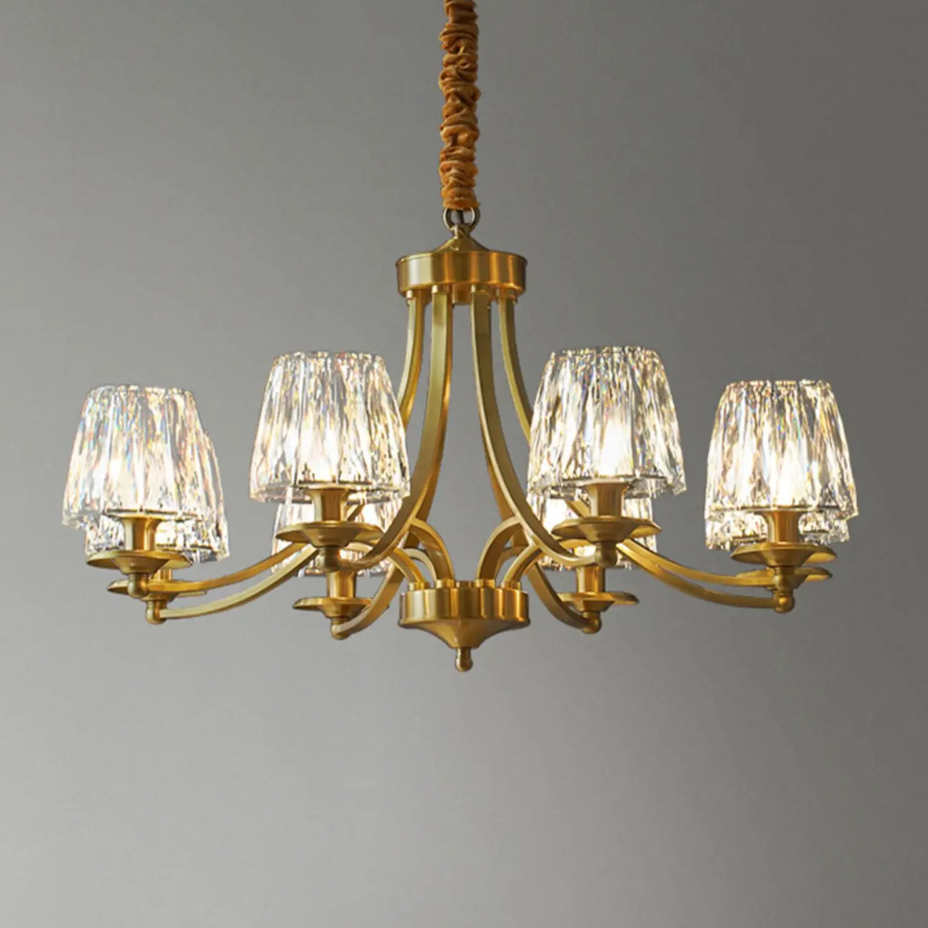 Lustre vintage en cristal à 6 lumières LED avec hauteur réglable