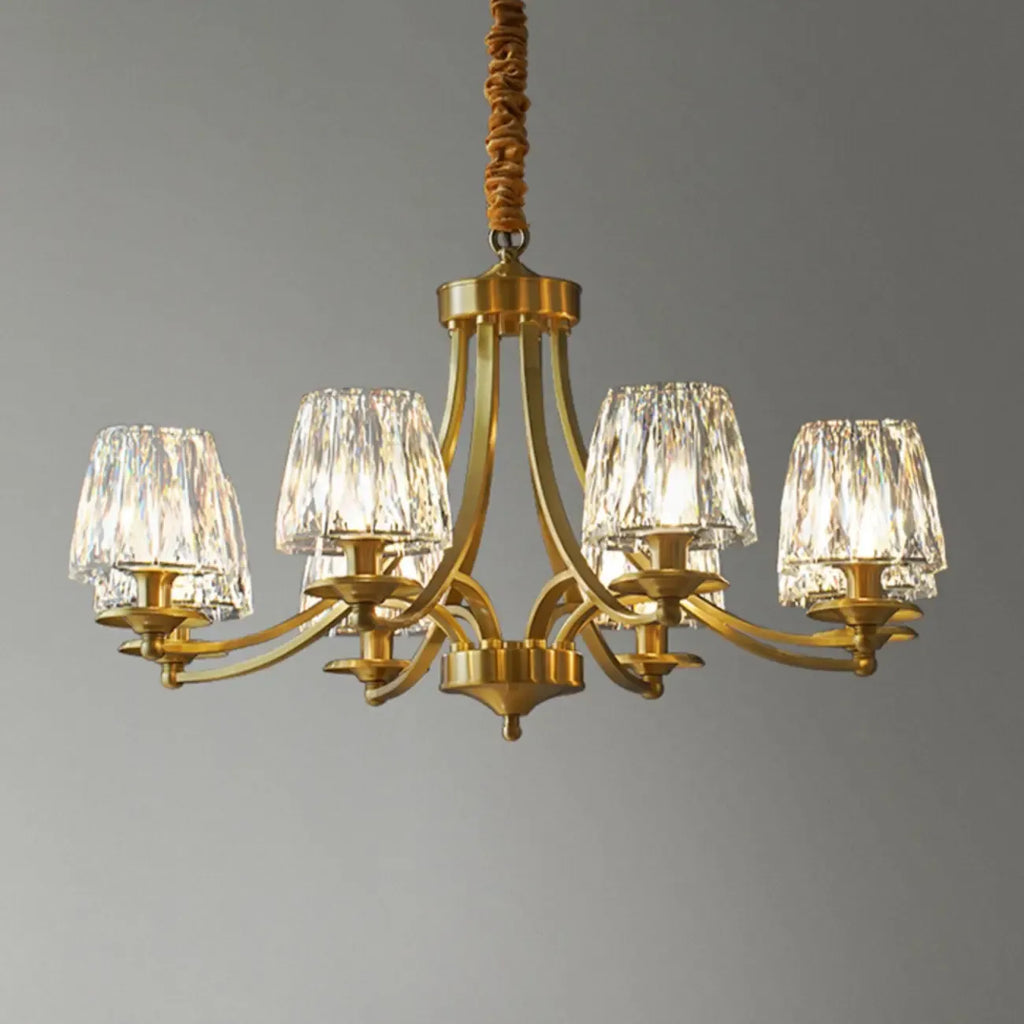 Lustre vintage en cristal à 6 lumières LED avec hauteur réglable