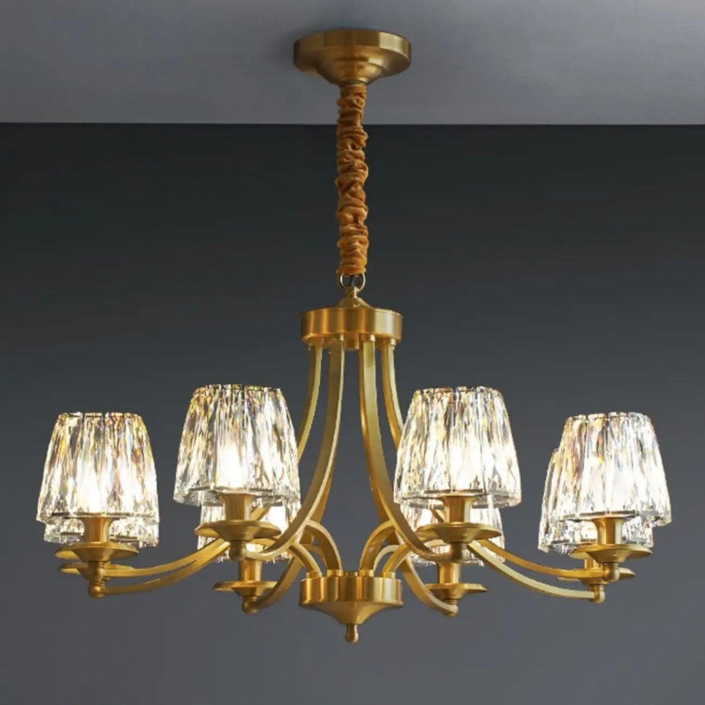 Lustre vintage en cristal à 6 lumières LED avec hauteur réglable