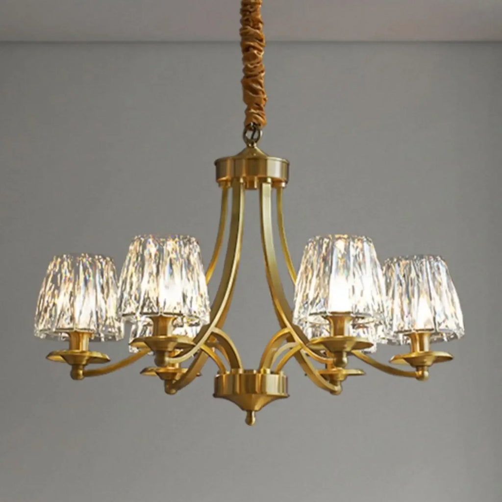 Lustre vintage en cristal à 6 lumières LED avec hauteur réglable