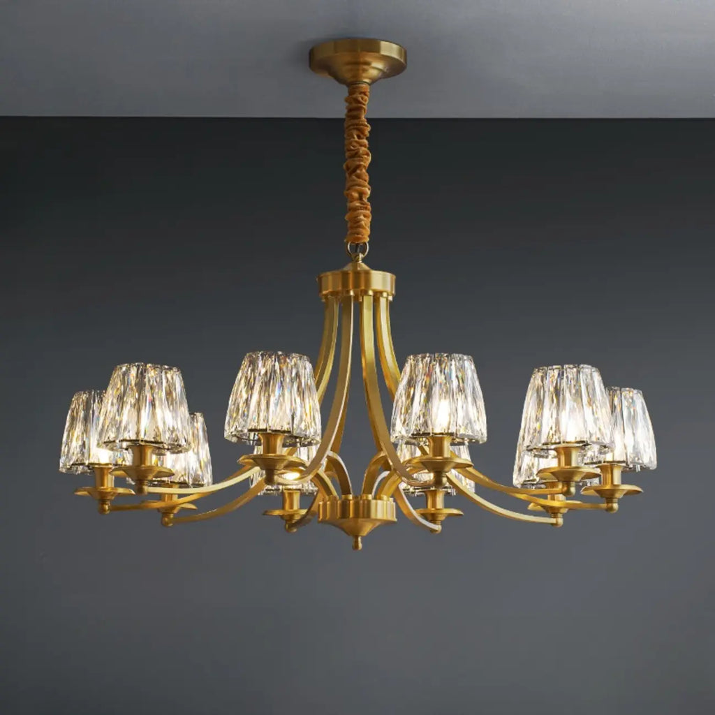 Lustre vintage en cristal à 6 lumières LED avec hauteur réglable