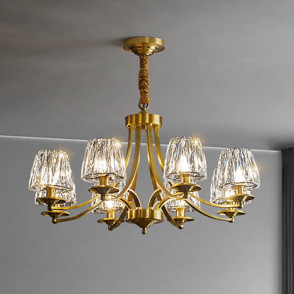 Lustre vintage en cristal à 6 lumières LED avec hauteur réglable