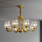 Lustre vintage en cristal à 6 lumières LED avec hauteur réglable