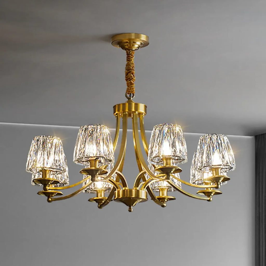 Lustre vintage en cristal à 6 lumières LED avec hauteur réglable