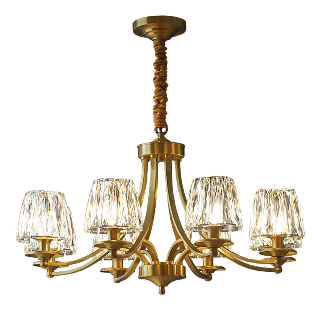 Lustre vintage en cristal à 6 lumières LED avec hauteur réglable