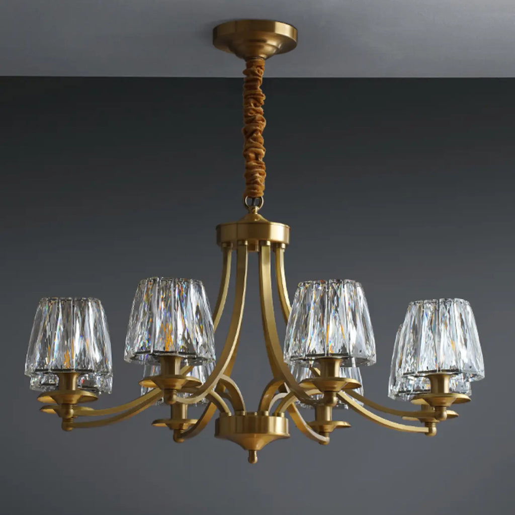 Lustre vintage en cristal à 6 lumières LED avec hauteur réglable