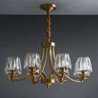 Lustre vintage en cristal à 6 lumières LED avec hauteur réglable