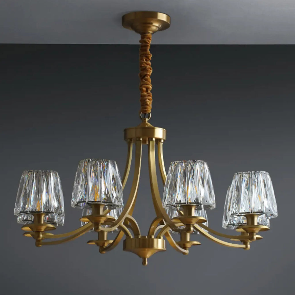 Lustre vintage en cristal à 6 lumières LED avec hauteur réglable