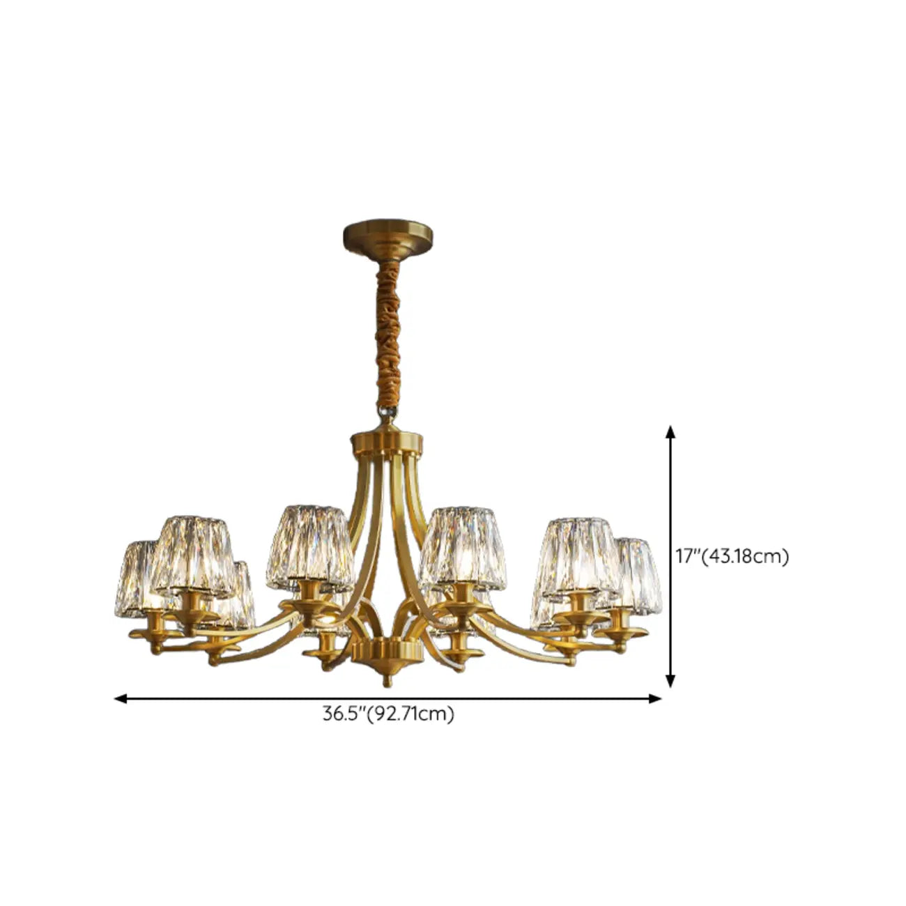 Lustre vintage en cristal à 6 lumières LED avec hauteur réglable