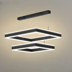 Lustre moderne linéaire carré à 3 niveaux avec LED à intensité variable