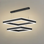 Lustre moderne linéaire carré à 3 niveaux avec LED à intensité variable