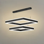 Lustre moderne linéaire carré à 3 niveaux avec LED à intensité variable
