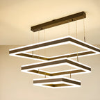 Lustre moderne linéaire carré à 3 niveaux avec LED à intensité variable