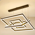 Lustre moderne linéaire carré à 3 niveaux avec LED à intensité variable