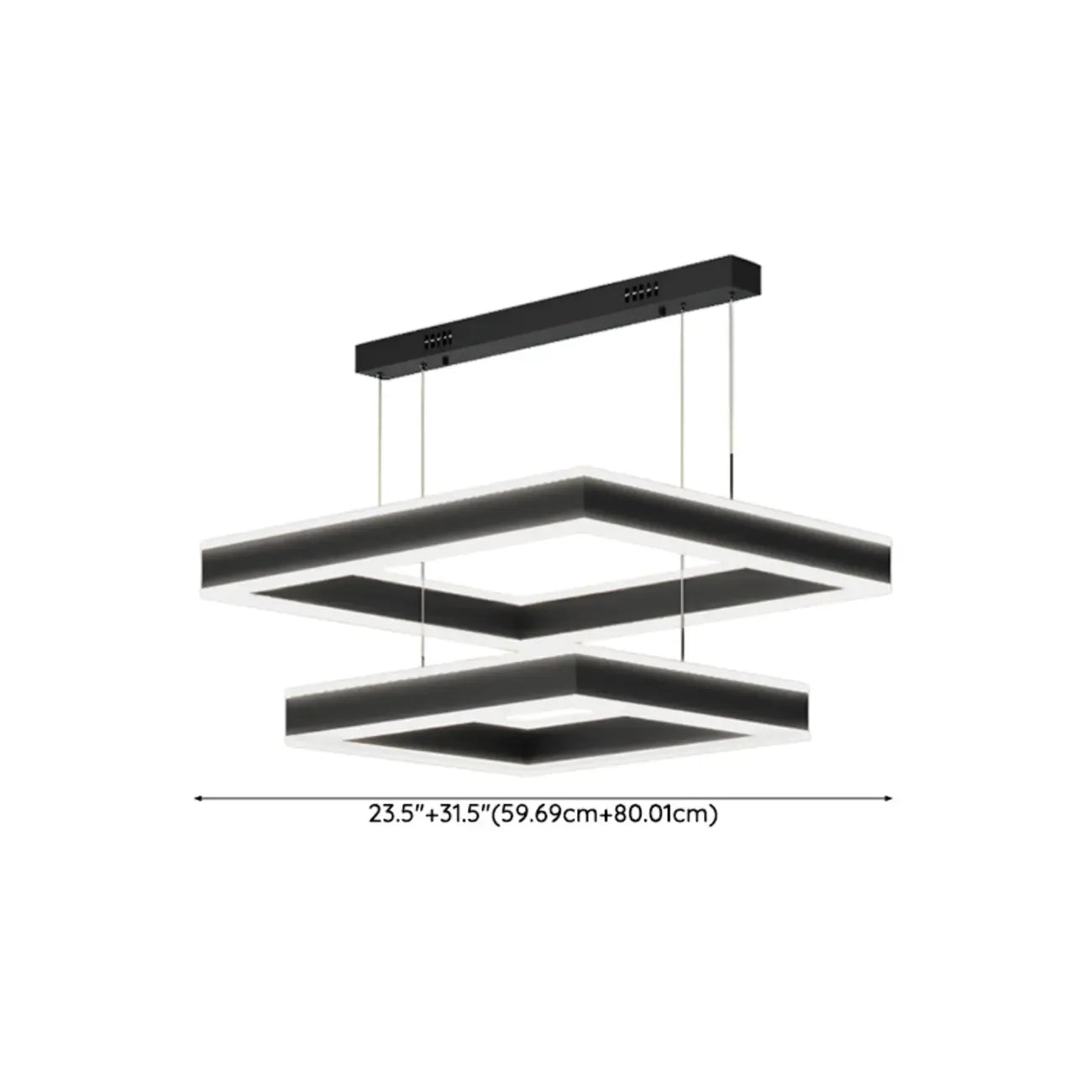Lustre moderne linéaire carré à 3 niveaux avec LED à intensité variable
