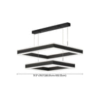 Lustre moderne linéaire carré à 3 niveaux avec LED à intensité variable