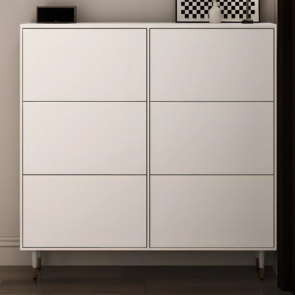 Meuble à chaussures d'entrée moderne en bois blanc avec façade rabattable